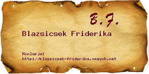 Blazsicsek Friderika névjegykártya